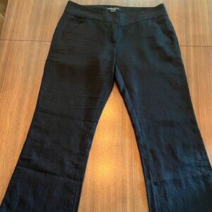GUESS BY MARCIANO BLACK 100% LINEN MID RISE FLARE TROUSER PANTS Size 6-8